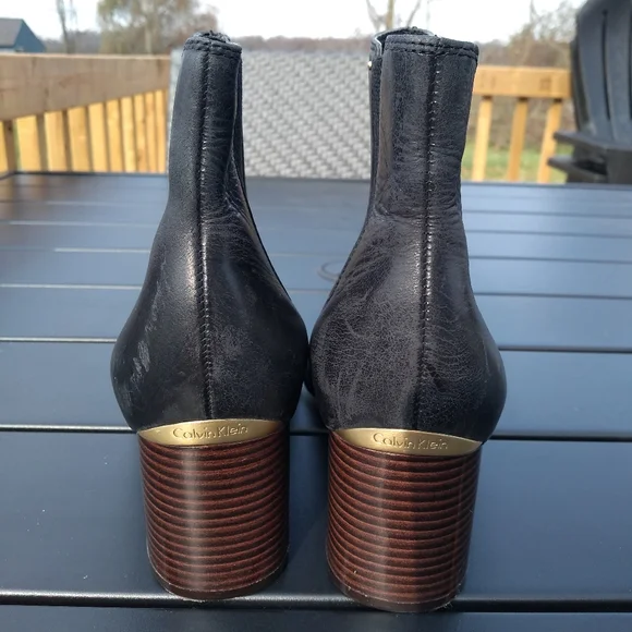 Women's Calvin Klein Black Chunky Block Heel Felda Booties, Size 6, Ankl… - Picture 4 of 16